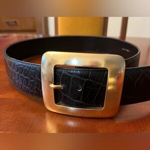 Vintage black faux crocodile skin chunky belt